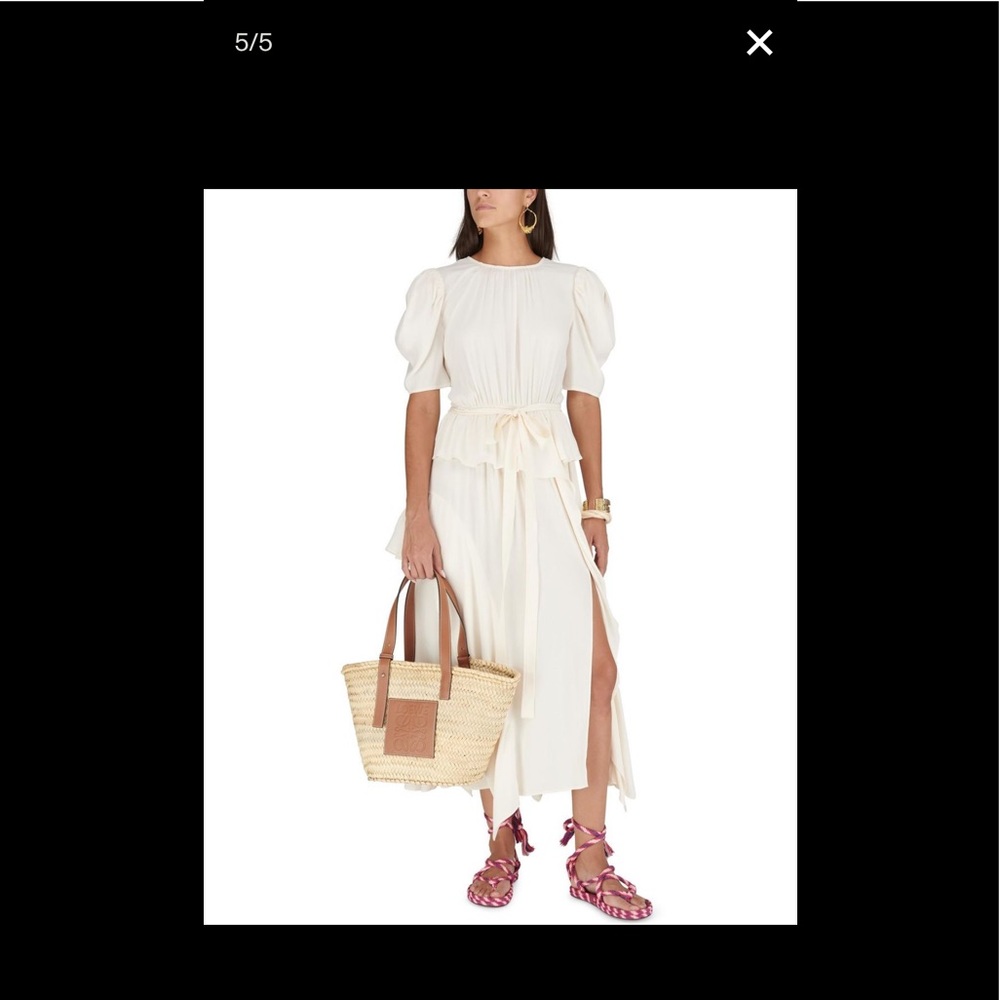 Ulla Johnson Cream Puff-Sleeve Midi Dress in Cream